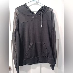 FOREVER 21 Women's Comfy Lightweight Black Mesh Hoodie, Size Medium